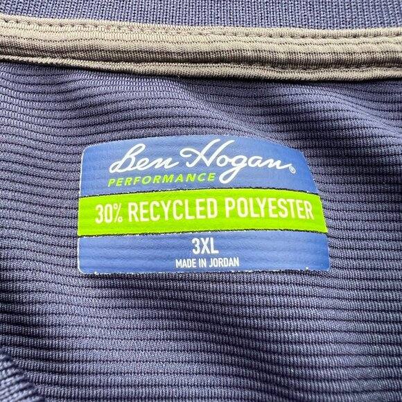 Ben Hogan Performance Mens 3XL Navy Polo Golf Shirt Ribbed Embroidered Logo - Picture 2 of 9
